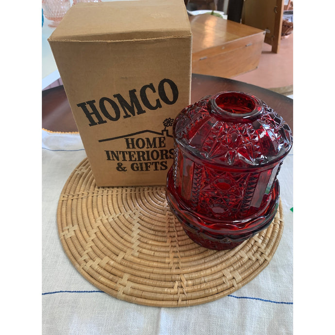 1990s Homco Interiors Ruby Red Fairy Courting Lamp with Original Box