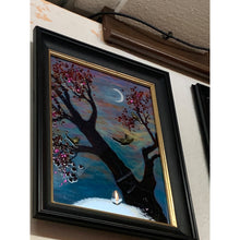 Load image into Gallery viewer, Oak Tree with Crescent Moon and Birds Resin and Glass By Kimberly Bottemiller
