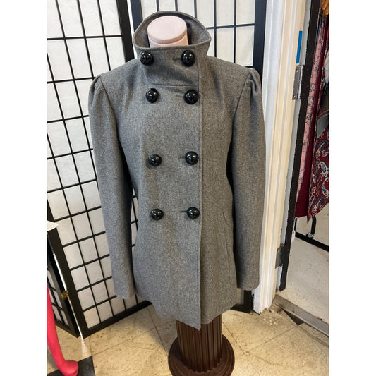 Black Rivet Charcoal Gray Coat wit Large Black Buttons size XL