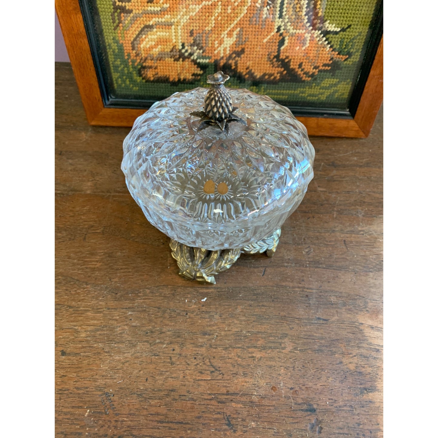 1960’s Crystal Trinket Dish with Pineapple Top