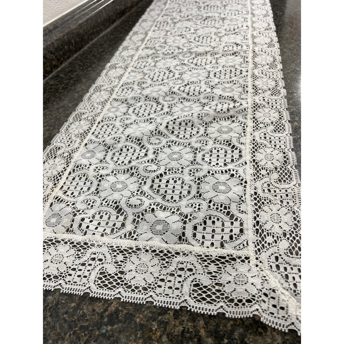 Vintage White Lace 41-1/2” x 14-1/2” Table Runner