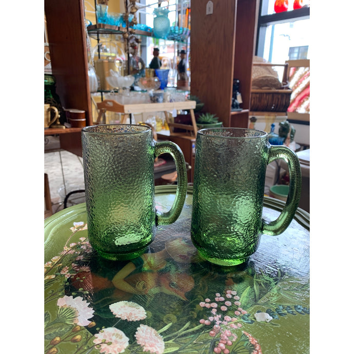 Green Peel Textured Glass Beer Mugs