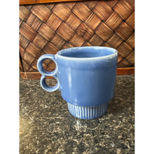 Load image into Gallery viewer, 1970’s Japanese Blue Stacking Double Ring Handles Mug
