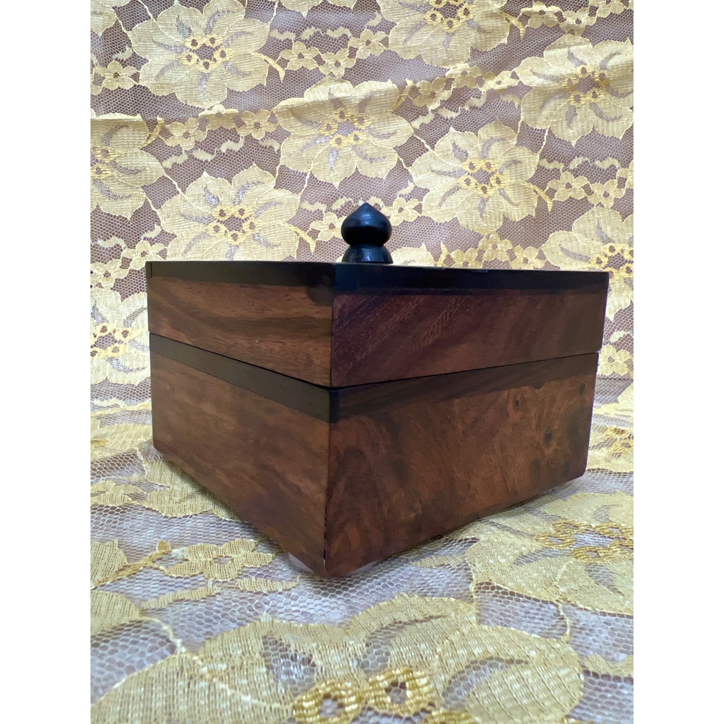 Vintage Hand Crafted Wooden Box 4x4x2-5/8”
