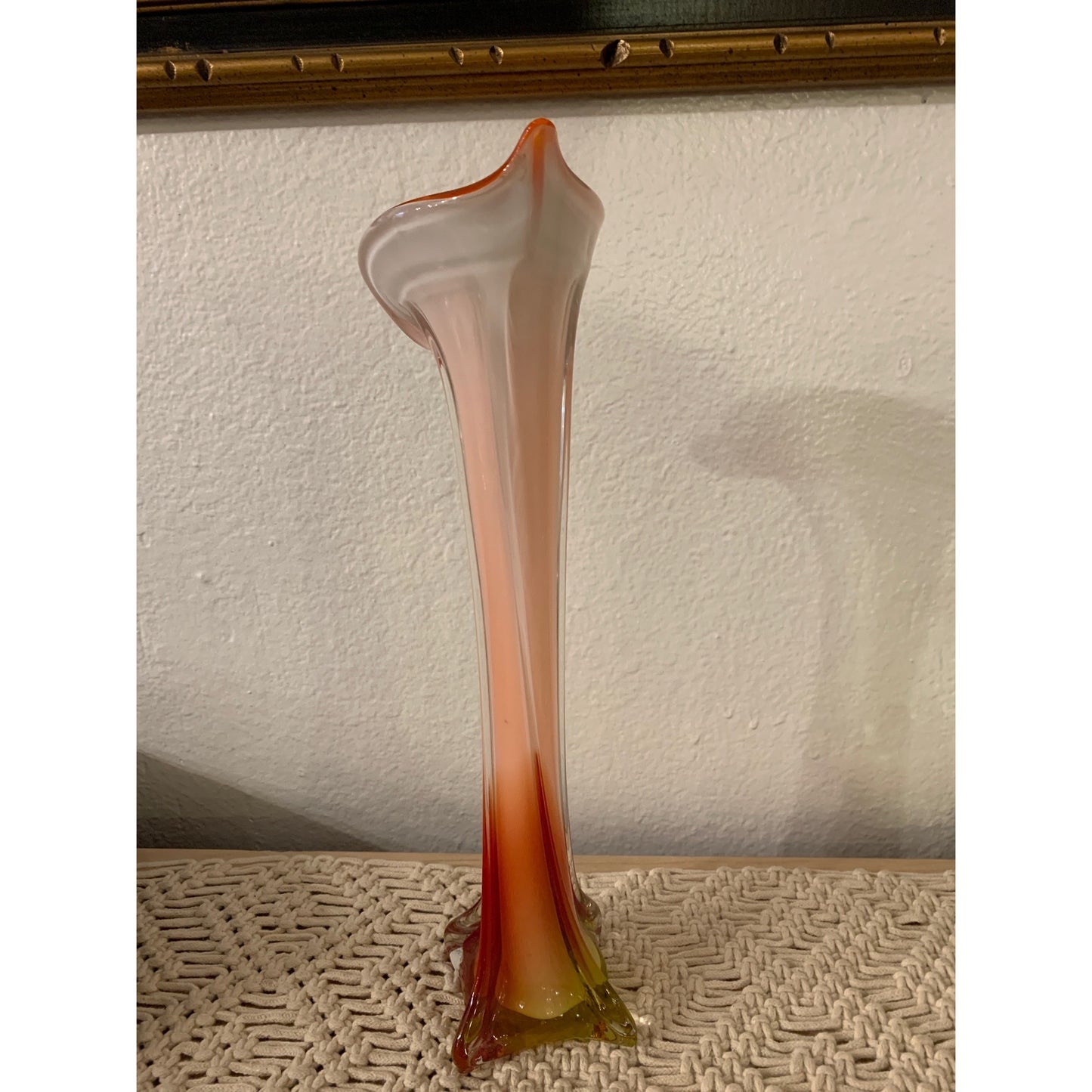 Vintage Murano Art Glass Hand Blown Tall Lilly Vase