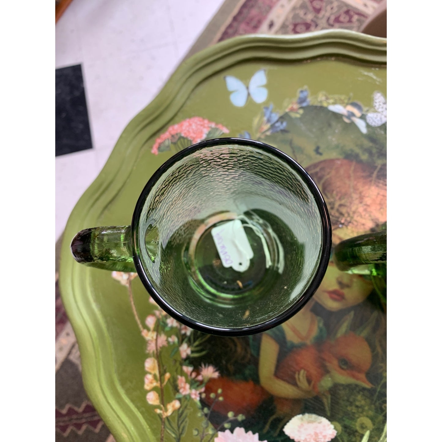 Green Peel Textured Glass Beer Mugs