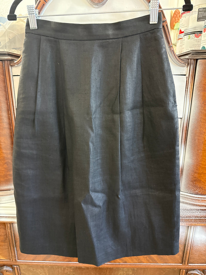 Ann Klein II Black Linen Skirt Size 4