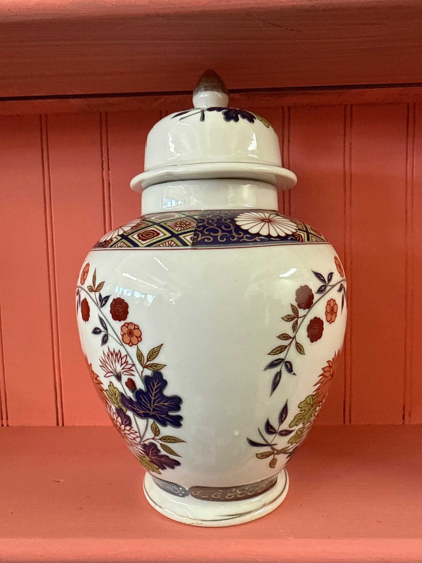 Vintage Porcelain Painted Vase with Lid