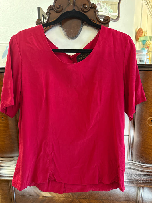 Vintage classics for Nordstroms pink 100% Silk Blouse size M