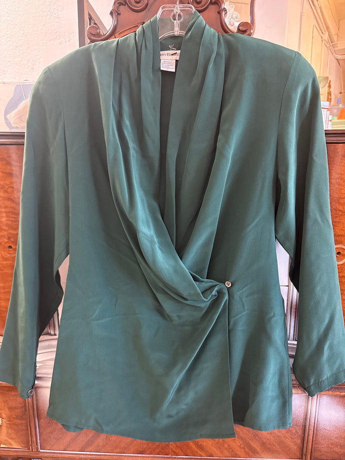Barry and Bricken Emerald Green 100% Silk Shirt Size 6