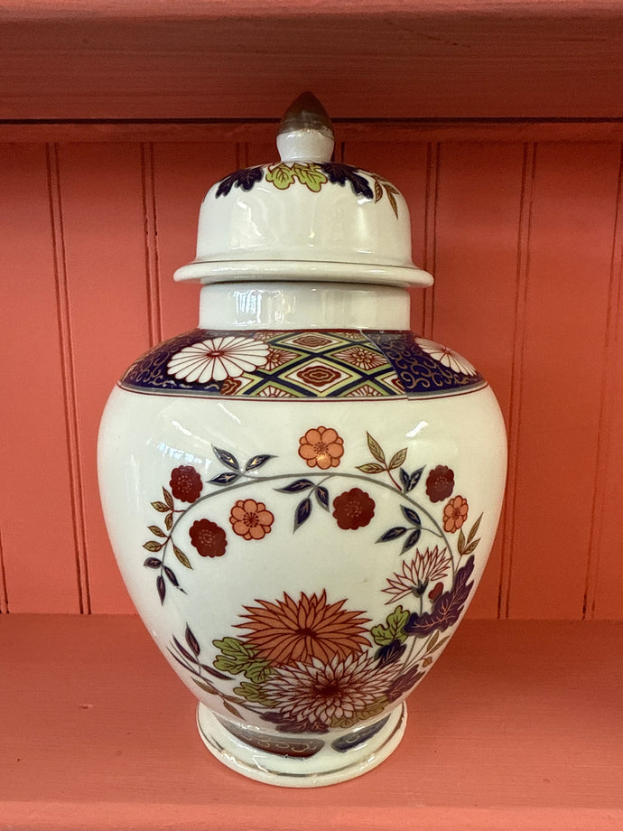 Vintage Porcelain Painted Vase with Lid