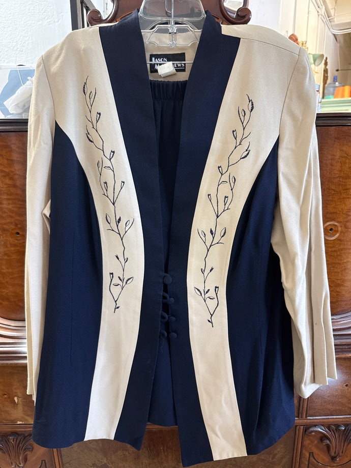 Vintage Jason Matthews Two Piece (skirt and jacket) Suit Navy and Taupe size 16w