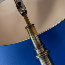 Load image into Gallery viewer, Tall Vintage Brass Lamp &amp; Gold Shade
