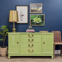 Load image into Gallery viewer, Tall Vintage Brass Lamp &amp; Gold Shade
