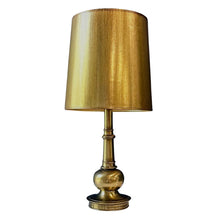 Load image into Gallery viewer, Tall Vintage Brass Lamp &amp; Gold Shade
