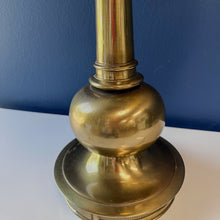Load image into Gallery viewer, Tall Vintage Brass Lamp &amp; Gold Shade
