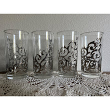 Load image into Gallery viewer, 1960&#39;s MCM Libbey Silver Scroll Highball Glasses Tumblers Set of 4
