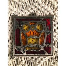 Load image into Gallery viewer, Counterpoint Stained Glass Owl Cast Iron Trivet Made in Japan
