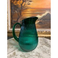 Load image into Gallery viewer, Emerald green glass pitcher
