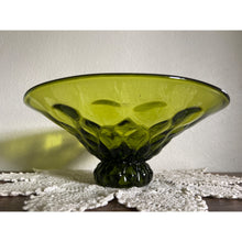 Load image into Gallery viewer, Large Avocado Green Footed Bowl Thumbprint Design, Table Centerpiece Bowl
