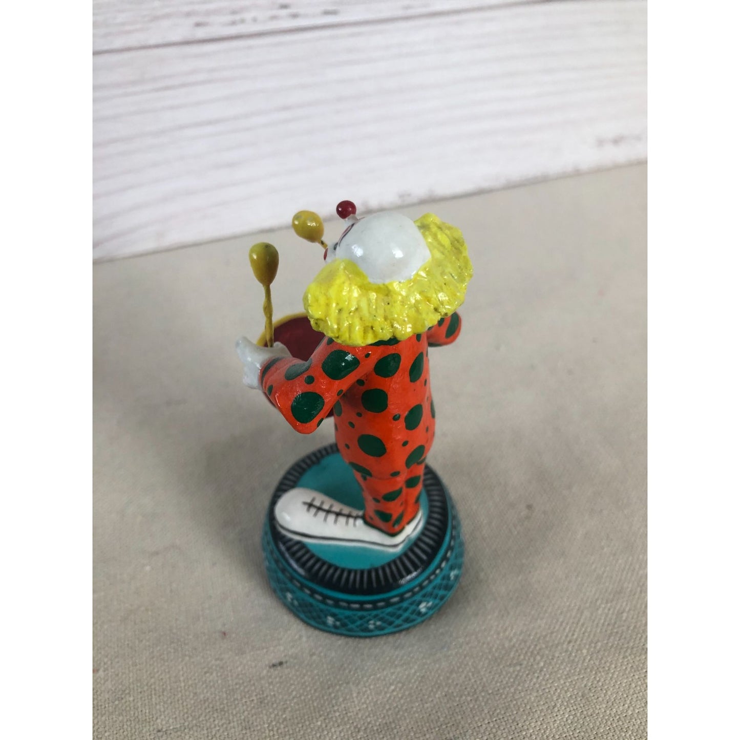 Vintage Marvi Mex Ceramic Clown Playing Drums Signed