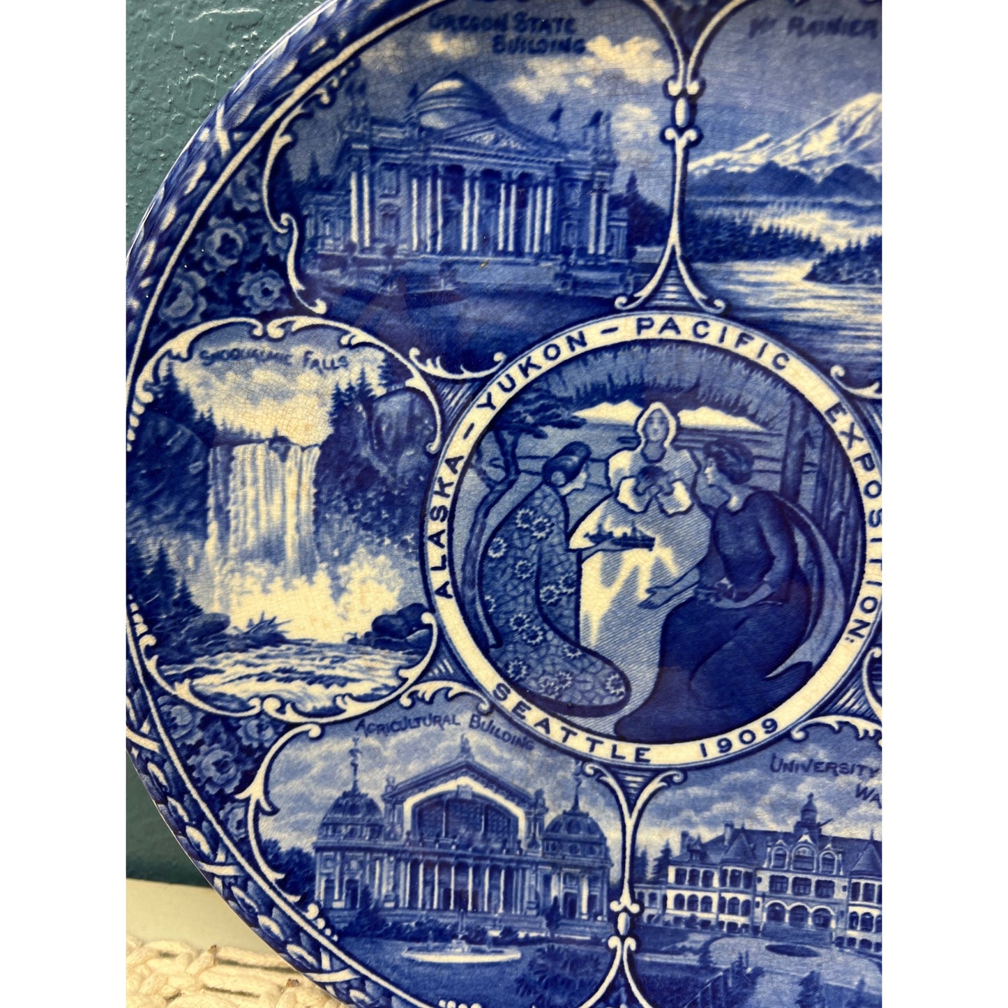 1900s Rowland & Marsellus co. Staffordshire England Transferware Alaska Yukon Pacific Exposition Plate