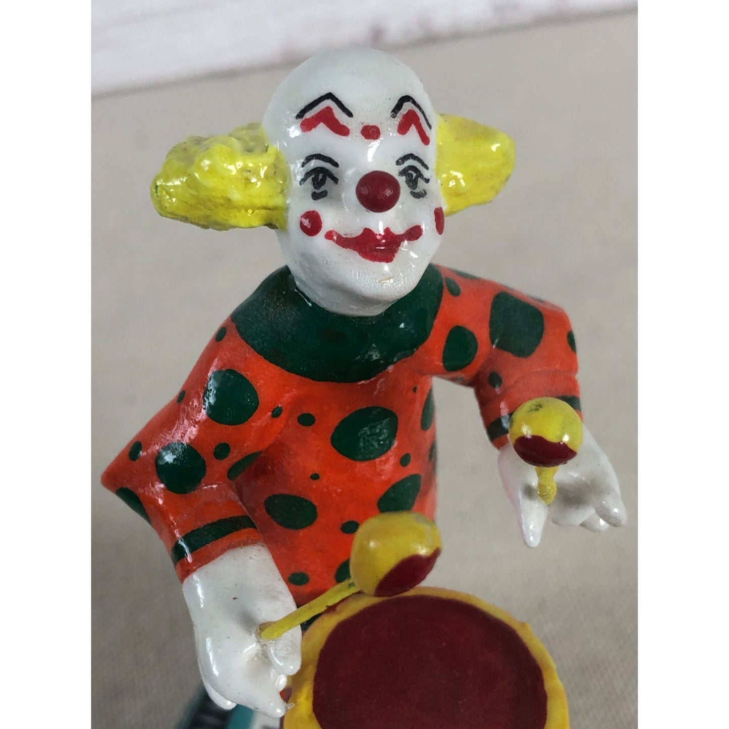 Vintage Marvi Mex Ceramic Clown Playing Drums Signed