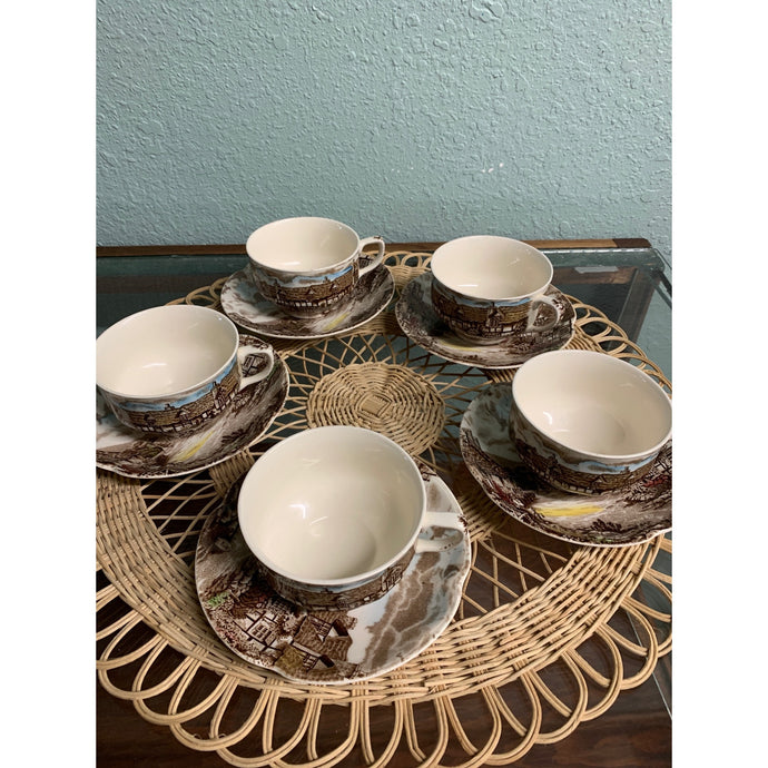70s Johnson Bros. olde English Countryside 5 teacups and saucers