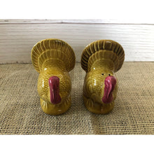 Load image into Gallery viewer, Vintage Lefton Ceramic Turkey Salt and Pepper Shakers Red and Yellow, Vintage Serveware, Thanksgiving Décor
