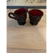 Load image into Gallery viewer, 1876 Avon Ruby Red Cape Cod Creamer and Sugar Set
