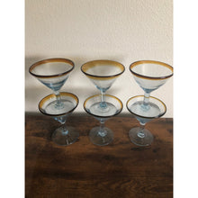 Load image into Gallery viewer, Amber Rim Martini Mexican Hand Blown Glass Set of 6
