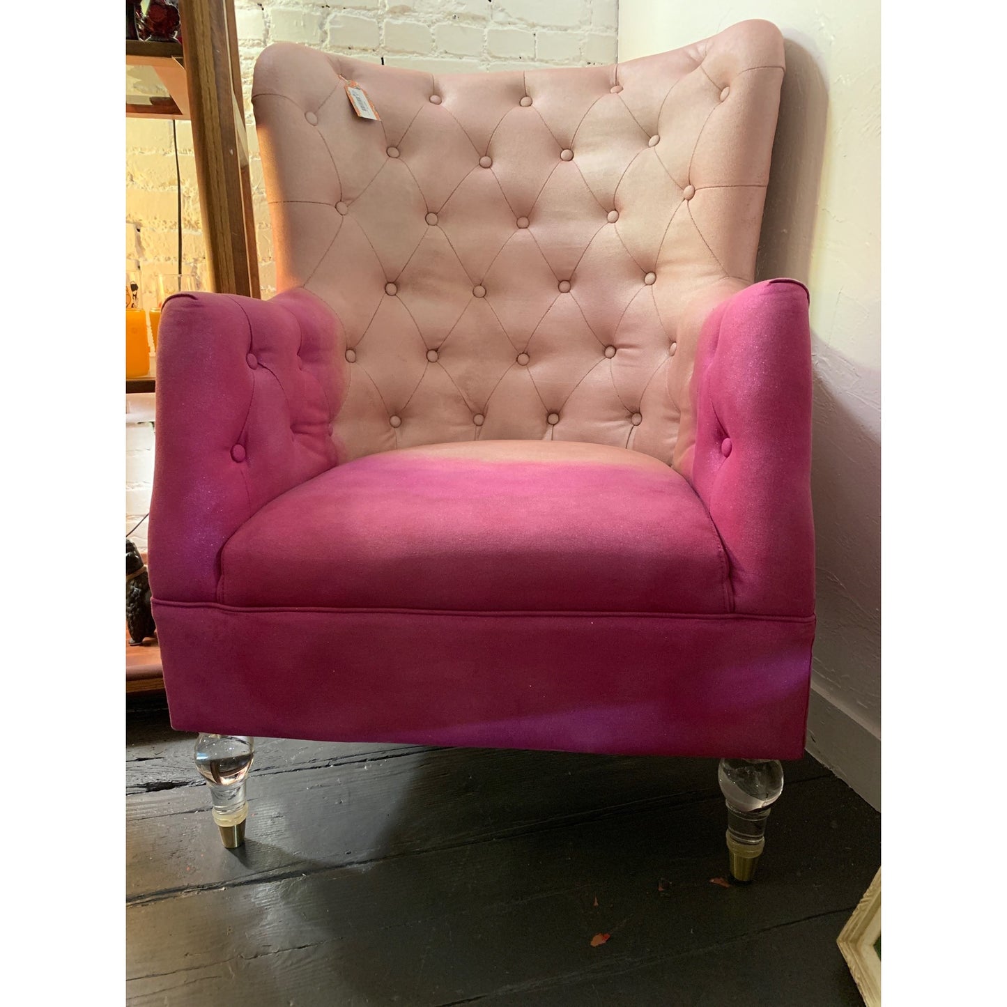 Pretty in Pink WingBack Chair with Acrylic Legs
