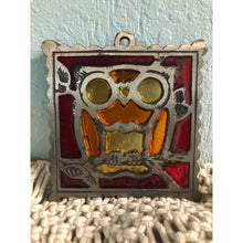 Load image into Gallery viewer, Counterpoint Stained Glass Owl Cast Iron Trivet Made in Japan

