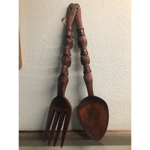 Load image into Gallery viewer, Large wooden Spoon And Fork Wall Art
