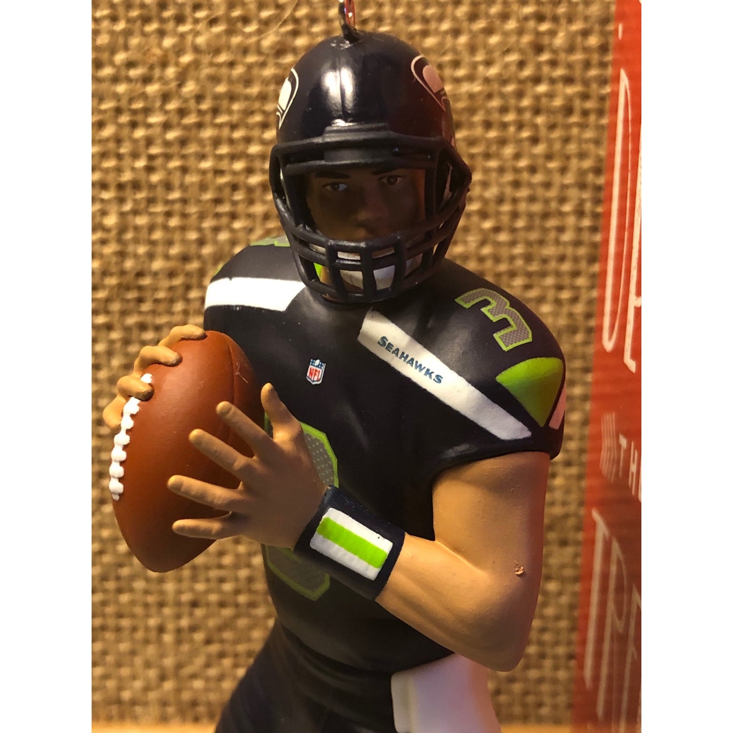 2015 Russell Wilson SEATTLE SEAHAWKS Hallmark Keepsake Ornament NFL Football In Box
