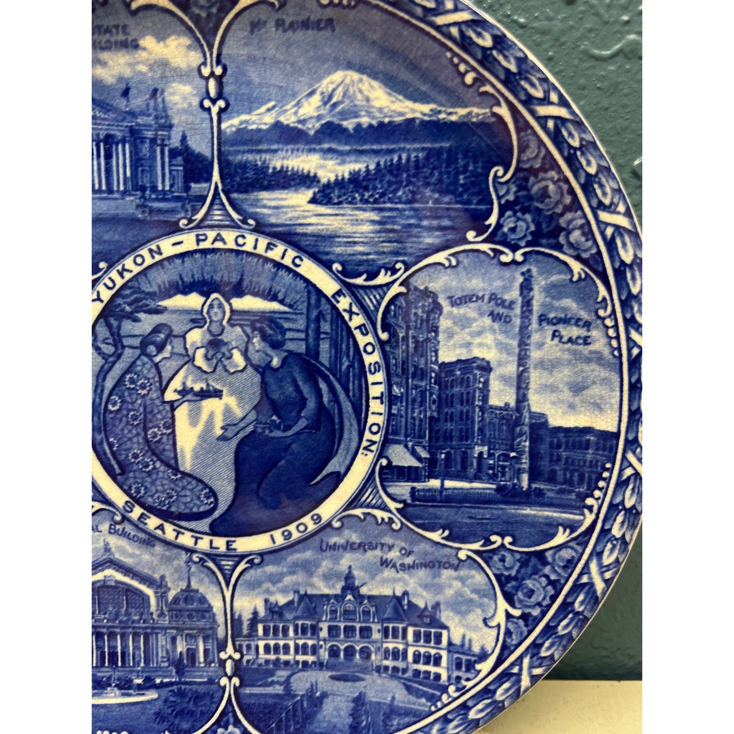 1900s Rowland & Marsellus co. Staffordshire England Transferware Alaska Yukon Pacific Exposition Plate