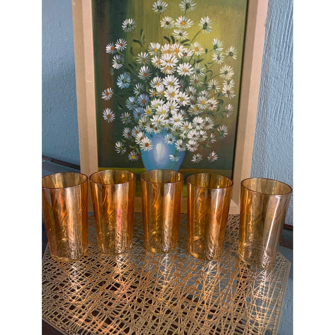 Jeanette Swirl Marigold Carnival Drinking Glasses Set of 5
