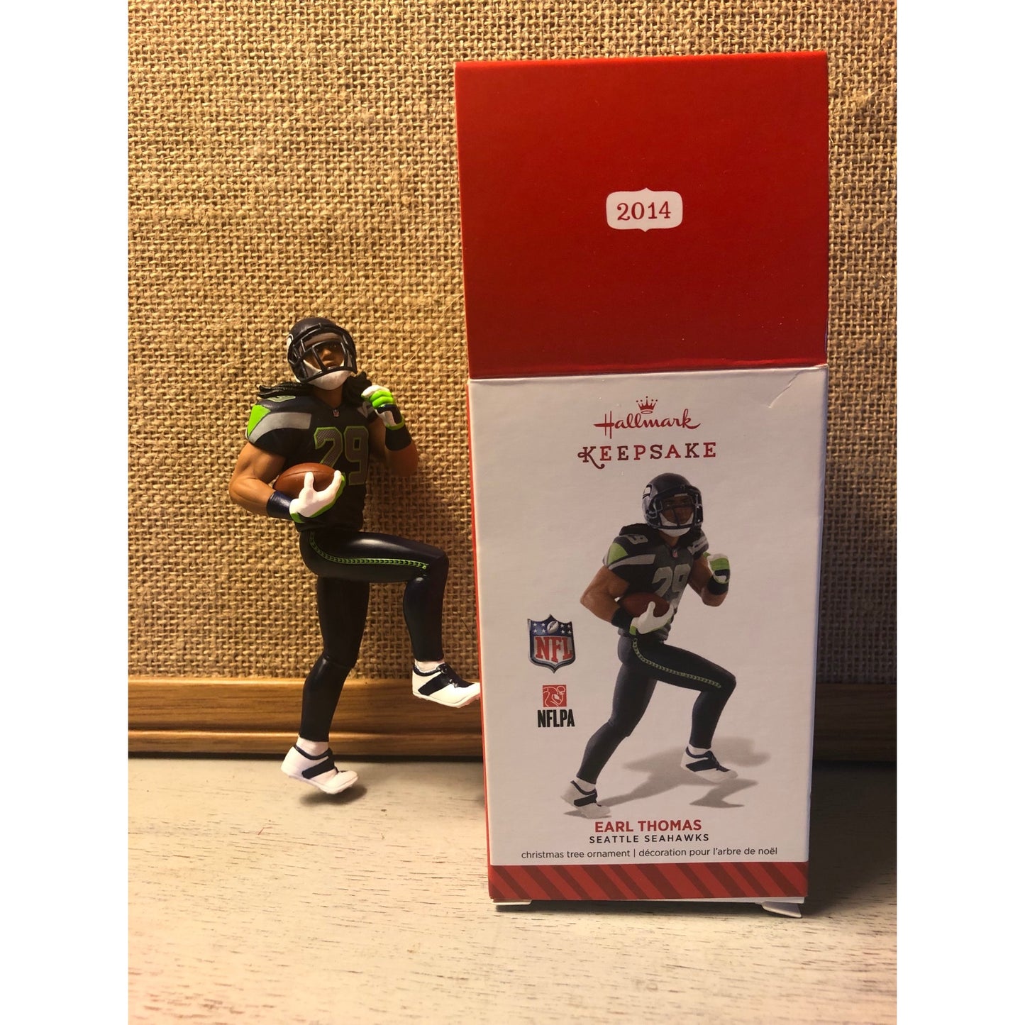 2014 EARL THOMAS SEATTLE SEAHAWKS Hallmark Keepsake Ornament NFL Football In Box