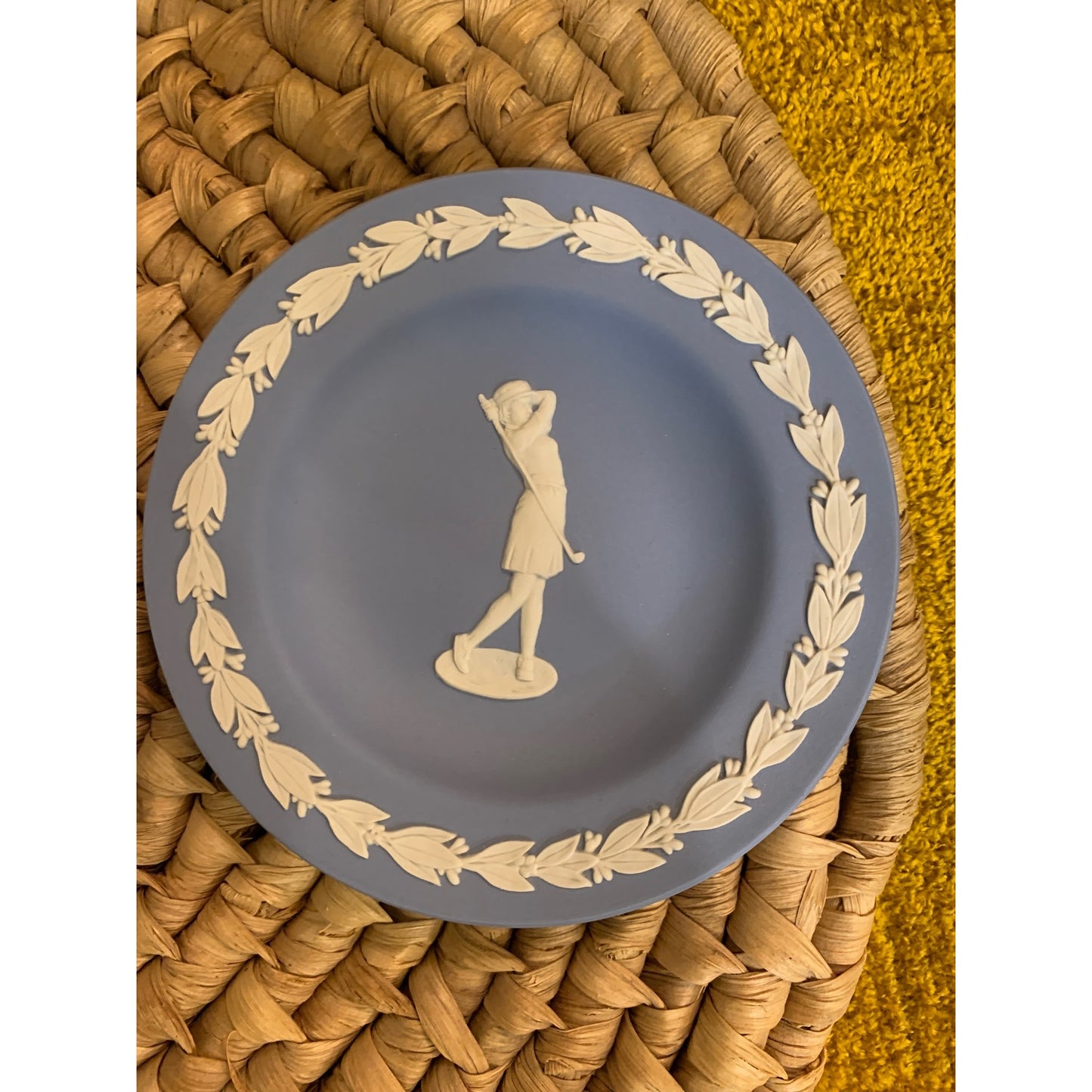 1950s Wedgwood Blue Jasper Mini Golf Couple Plates Set of 3