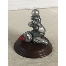 Load image into Gallery viewer, George Good Pewter Miniature Clown Laying On Back On Wood Base 2.25&quot;
