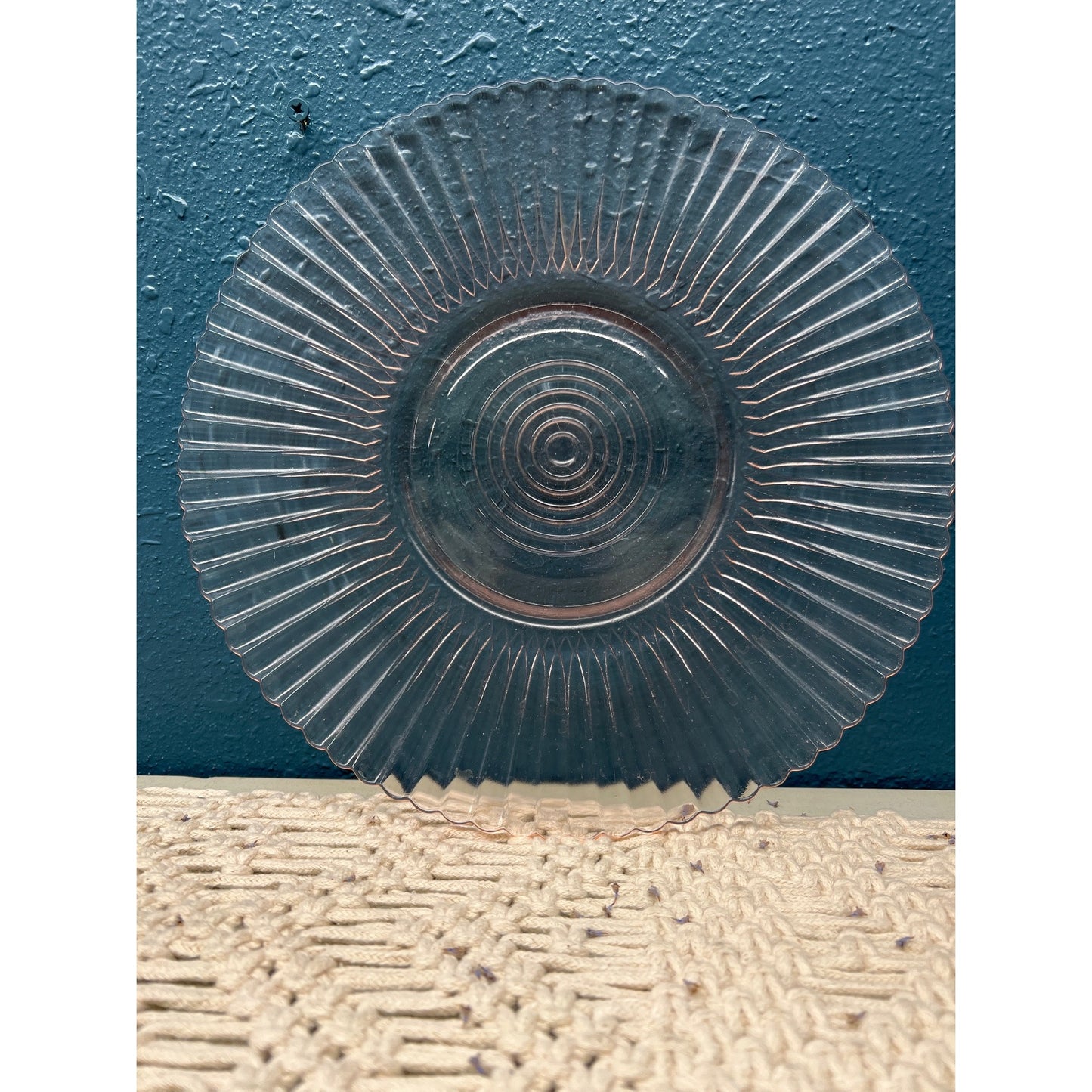 Pink Ribbed Depression Glass Dinner Plate