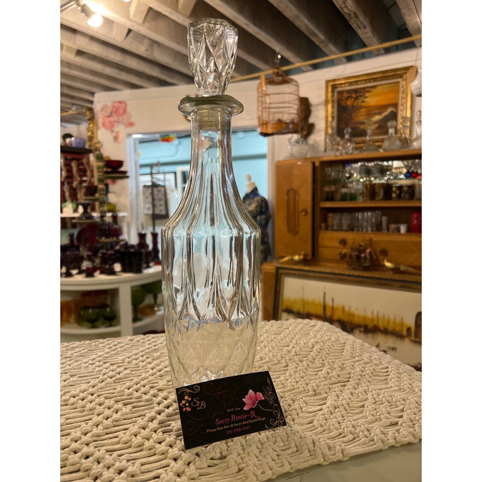 Glass Diamond Bottom Tall Decanter