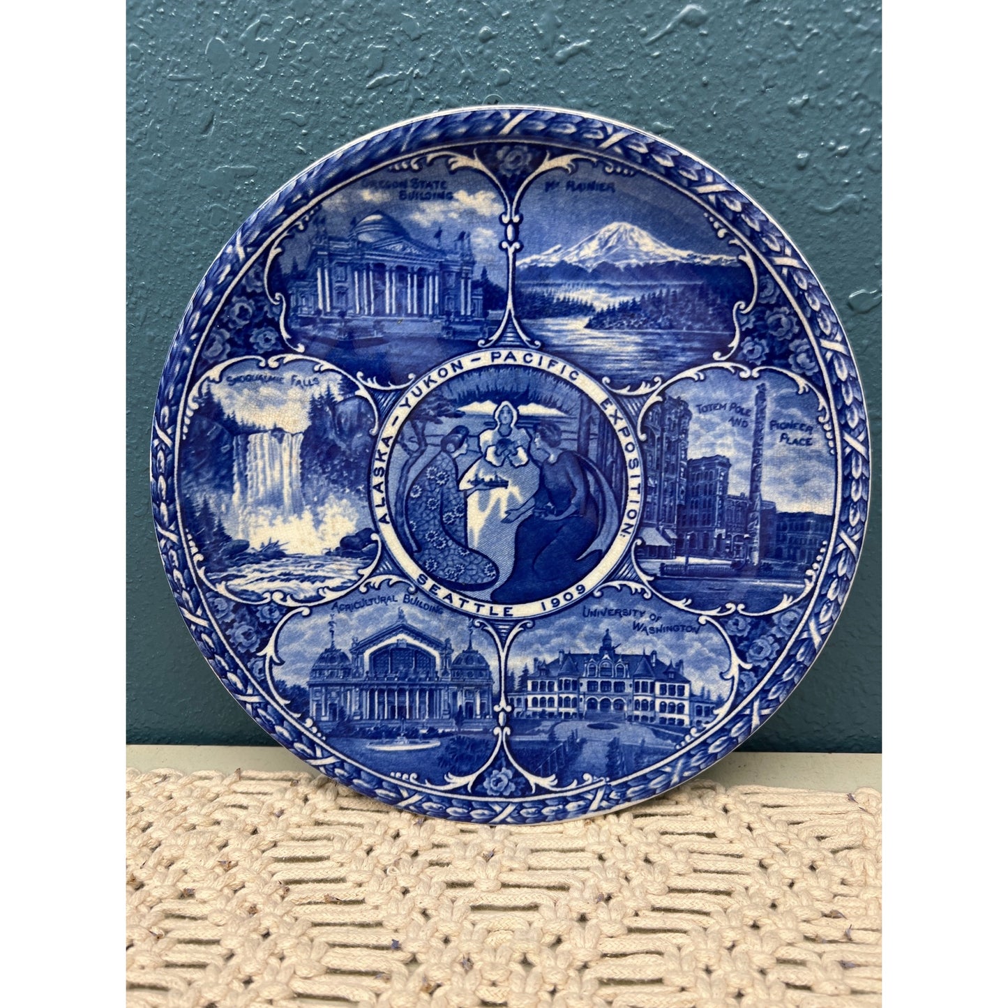 1900s Rowland & Marsellus co. Staffordshire England Transferware Alaska Yukon Pacific Exposition Plate
