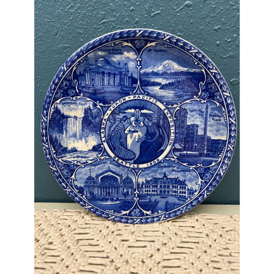1900s Rowland & Marsellus co. Staffordshire England Transferware Alaska Yukon Pacific Exposition Plate