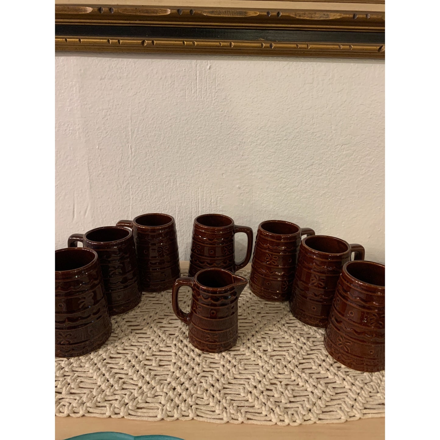 60s Mar Crest Stoneware Steins and Creamer 8pcs
