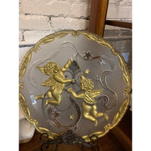 Load image into Gallery viewer, 15” Crystal Mikasa Plate with Gold Cherubs Holiday Serveware
