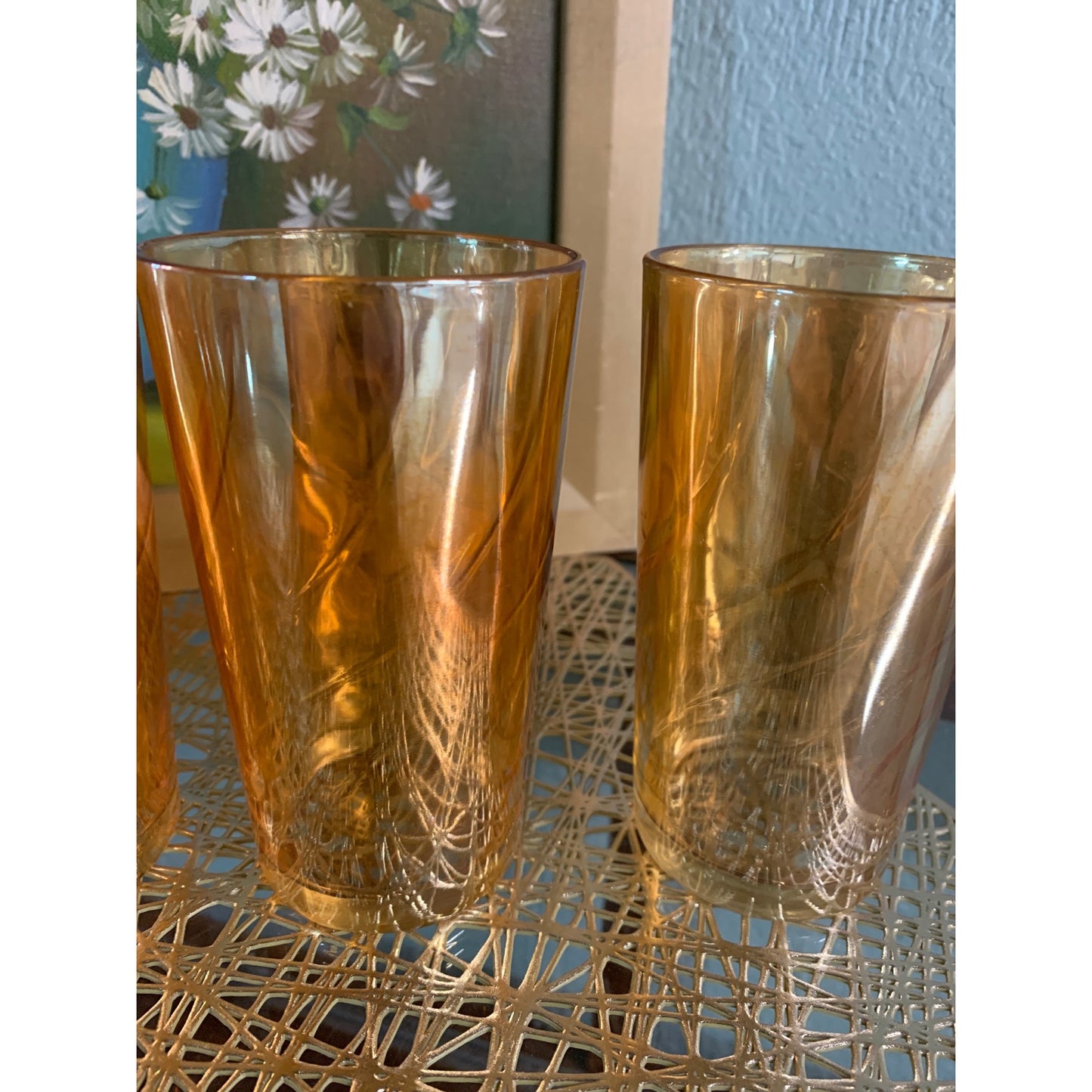 Jeanette Swirl Marigold Carnival Drinking Glasses Set of 5