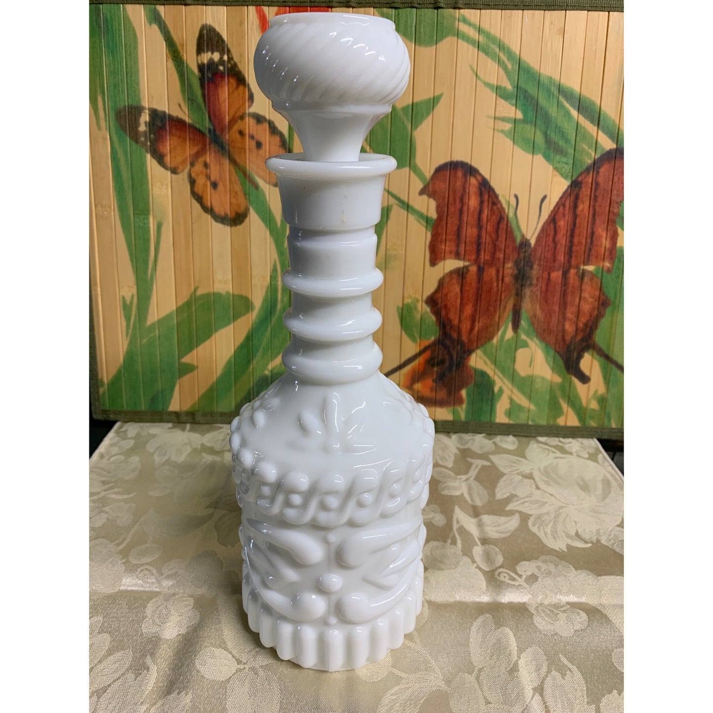Vintage 60s Milk Glass Jim Beam Decanter