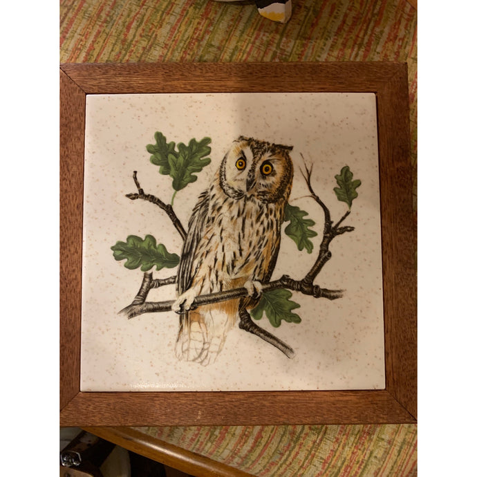 Vintage Tile and Wood Owl Trivet