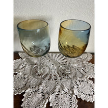 Load image into Gallery viewer, Heavy Hand Blown Iridescent Margarita Glasses Set of 2
